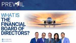 Prevail Innovative Wealth Strategies team standing in front of a private jet with the title “What Is The Financial Board of Directors?” — highlighting tax-free strategies, investment strategies, real estate strategies, corporate 401(k), life insurance, and venture capital.