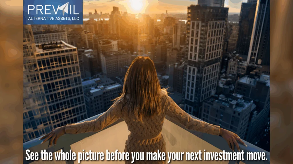 Woman overlooking a city skyline at sunset, symbolizing strategic decision-making for evaluating real estate investment opportunities.